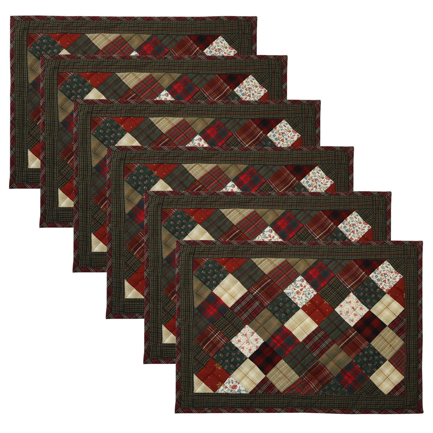 Quilted placemats / Tablemat patchwork 14"X19" Winter mix country by HOME HEART Brands(Made in India)