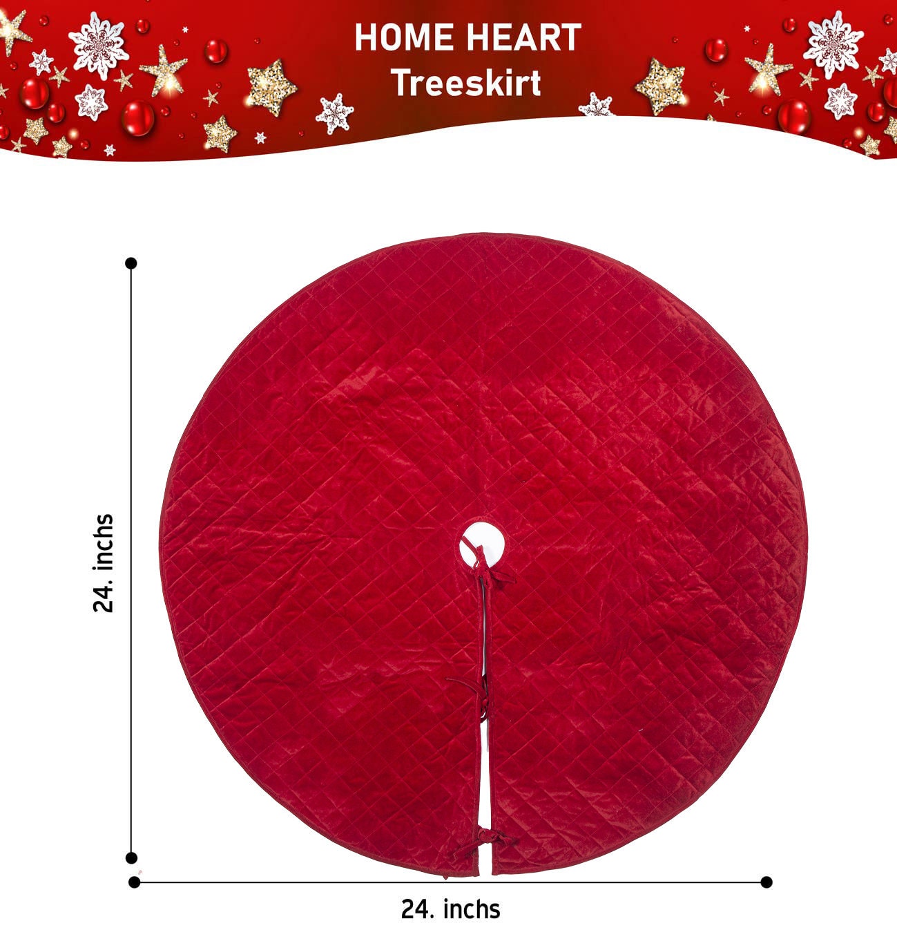 Christmas tree skirt Velvet Quilted Thick Double Layer quilted by HOME HEART Brands