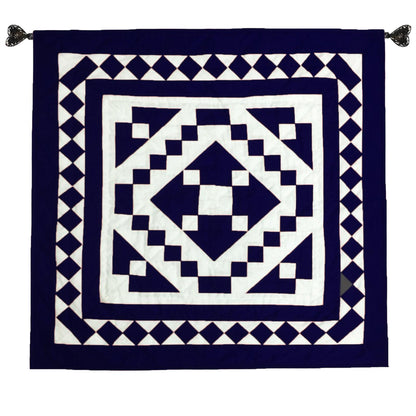 Wall hanging hand made hand quilted quilt, Throws, Table topper, Baby Quilt  Navy blue Diamond square cotton quality by HOME HEART Brands