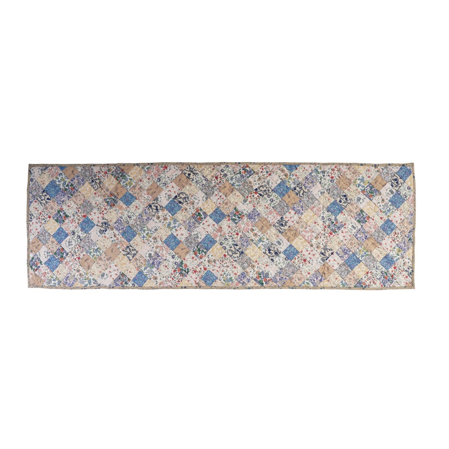 Hand Quilted patchwork Table Runner & Toppers Calico Country Floral by HOME HEART Brands(made in INDIA)