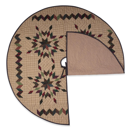 Christmas tree skirt 46 inch round hand made hand quilted patchwork country Star garland plaid  tree skirt Thick Layer by HOME HEART Brands