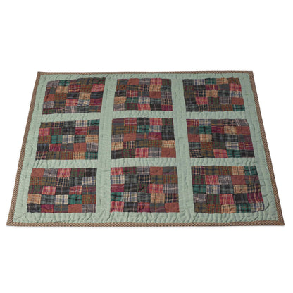 Hand made Hand quilted Throw Quilt, Table Topper 20"x20" charms square red green plaid calico quilt by Home Heart brands (Made in India)