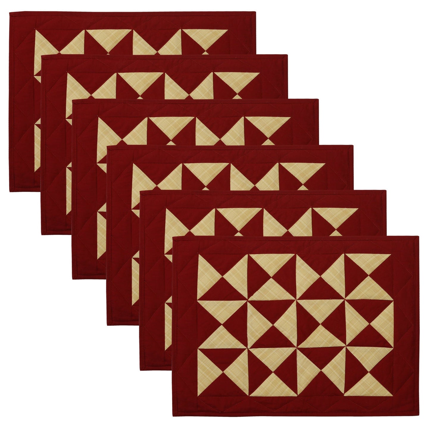 Quilted placemats tablemat patchwork 14"X19" Country Kaleidoscope Burgundy Khaki by HOME HEART Brands(Made in India)
