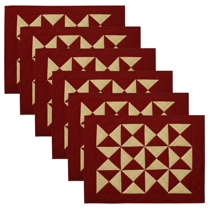Quilted placemats tablemat patchwork 14"X19" Country Kaleidoscope Burgundy Khaki by HOME HEART Brands(Made in India)
