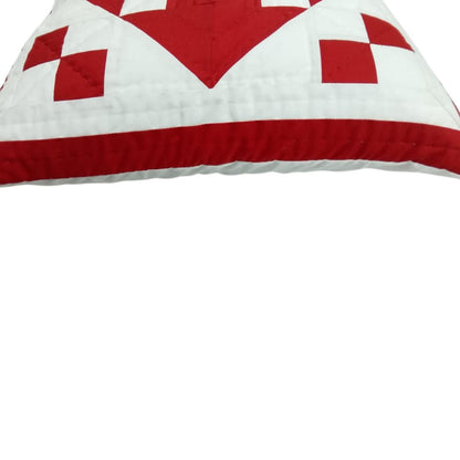 Hand made hand Quilted patchwork pillow cover, cushion cover, throw pillow cover Calico red off-white by HOME HEART Brands(made in India)