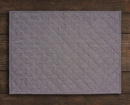 Quilted placemat table mat gray 100% cotton chambray 14"X19" by HOME HEART Brands (made in INDIA)