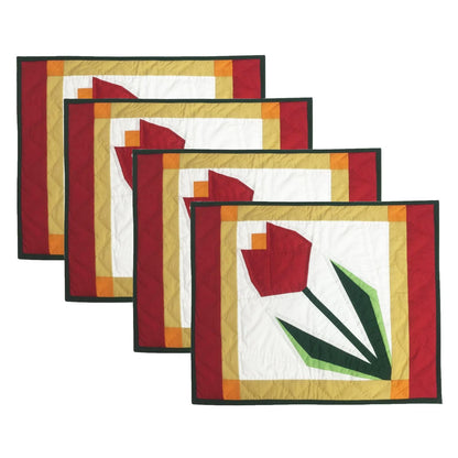 Hand made hand quilted crafted placemats, table topper, patchwork Calico antique Tulip quilt 14"X19" by HOME HEART Brands (Made in India)