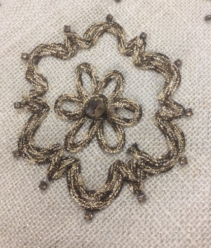 Christmas tree skirt hand embroidered Snow flakes classic ivory micro Velvet and lurex jute border Thick Double Layer by HOME HEART Brands