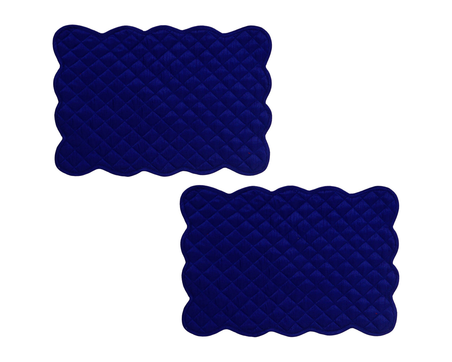 Dupioni Silk royal blue reversible Quilted Table runner, Trivet, placemat  & Table toppers quilt design by HOME HEART Brands