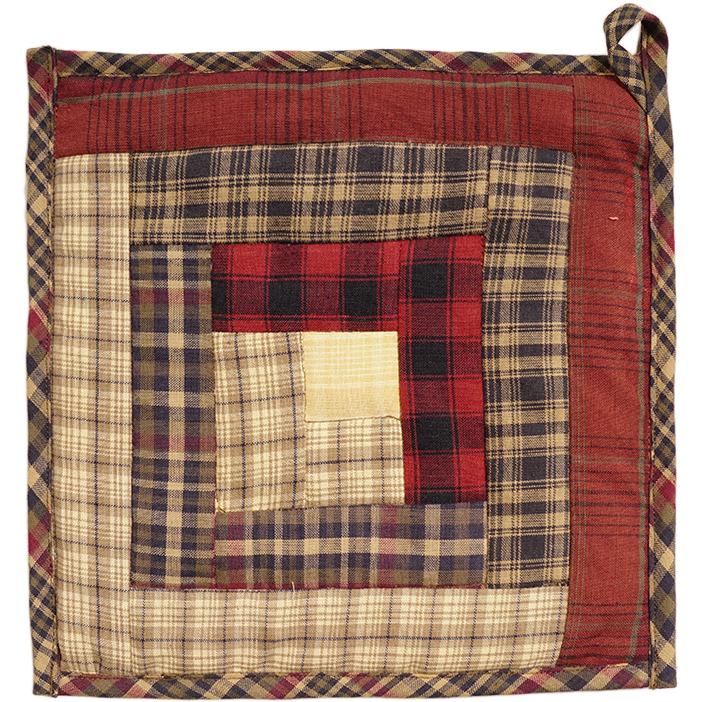 Quilted Pot Holder/Table topper/hot pads patchwork for kitchen Colonial Country Cabin Mix plaid 9"x9" by HOME HEART Brands( Made in India)