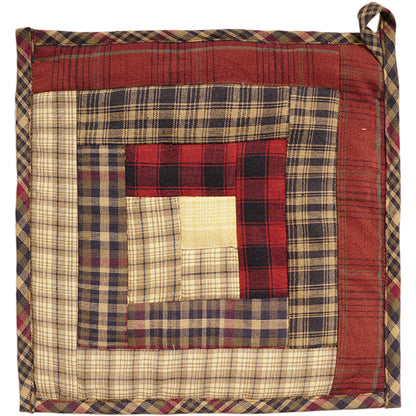 Quilted Pot Holder/Table topper/hot pads patchwork for kitchen Colonial Country Cabin Mix plaid 9"x9" by HOME HEART Brands( Made in India)