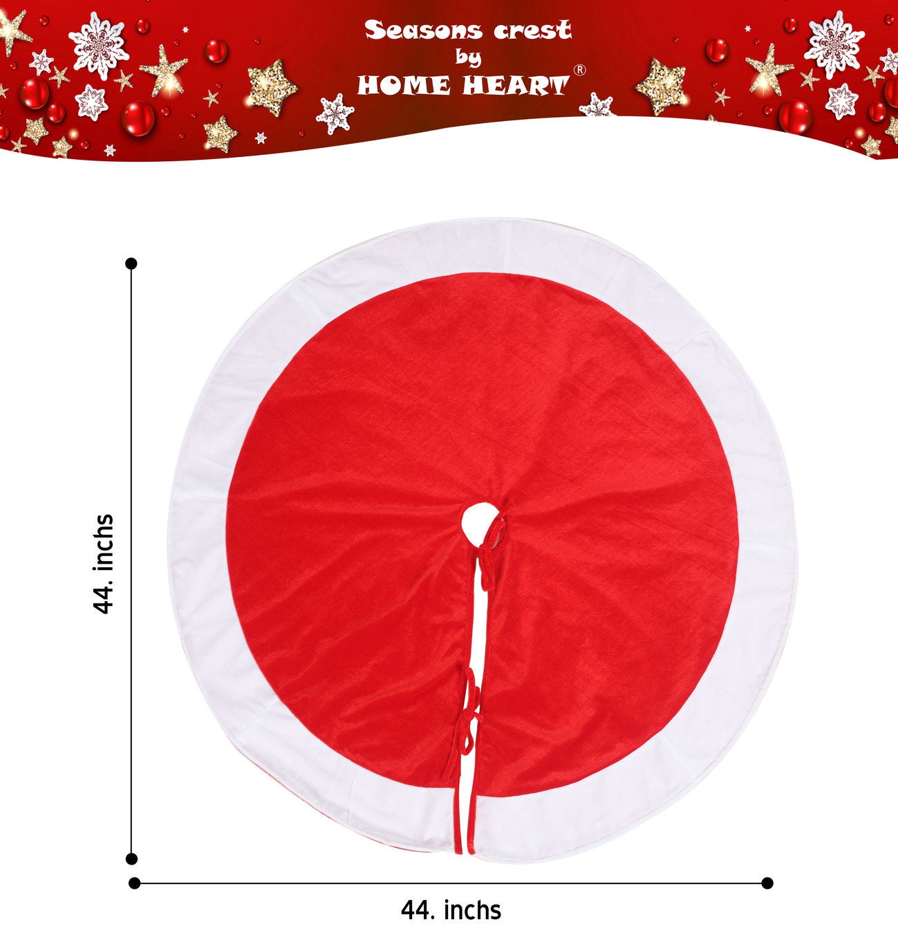 Christmas tree skirt Santa Claus dressed red white micro velvet Thick Double Layer by HOME HEART Brands ( Made in India)
