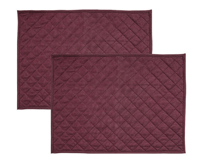 Quilted placemat table mat plum color 100% cotton chambray 14"X19" by HOME HEART Brands (made in INDIA)