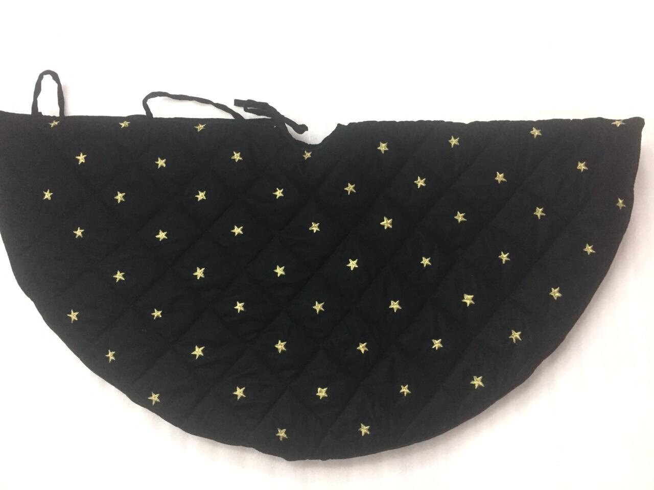 Christmas tree skirt quilted micro green Velvet fabric and gold star embroidered on it. Thick Double Layer quilted by HOME HEART Brands