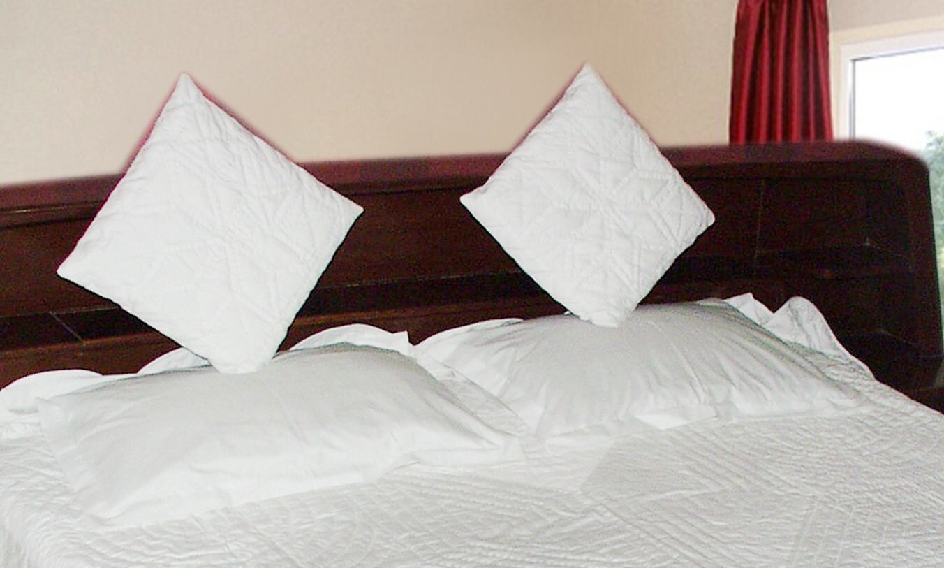 Victorian Lone Star Hand Quilted Patchwork Design off white calico Fabric bedspread quilts  by HOME HEART Brands