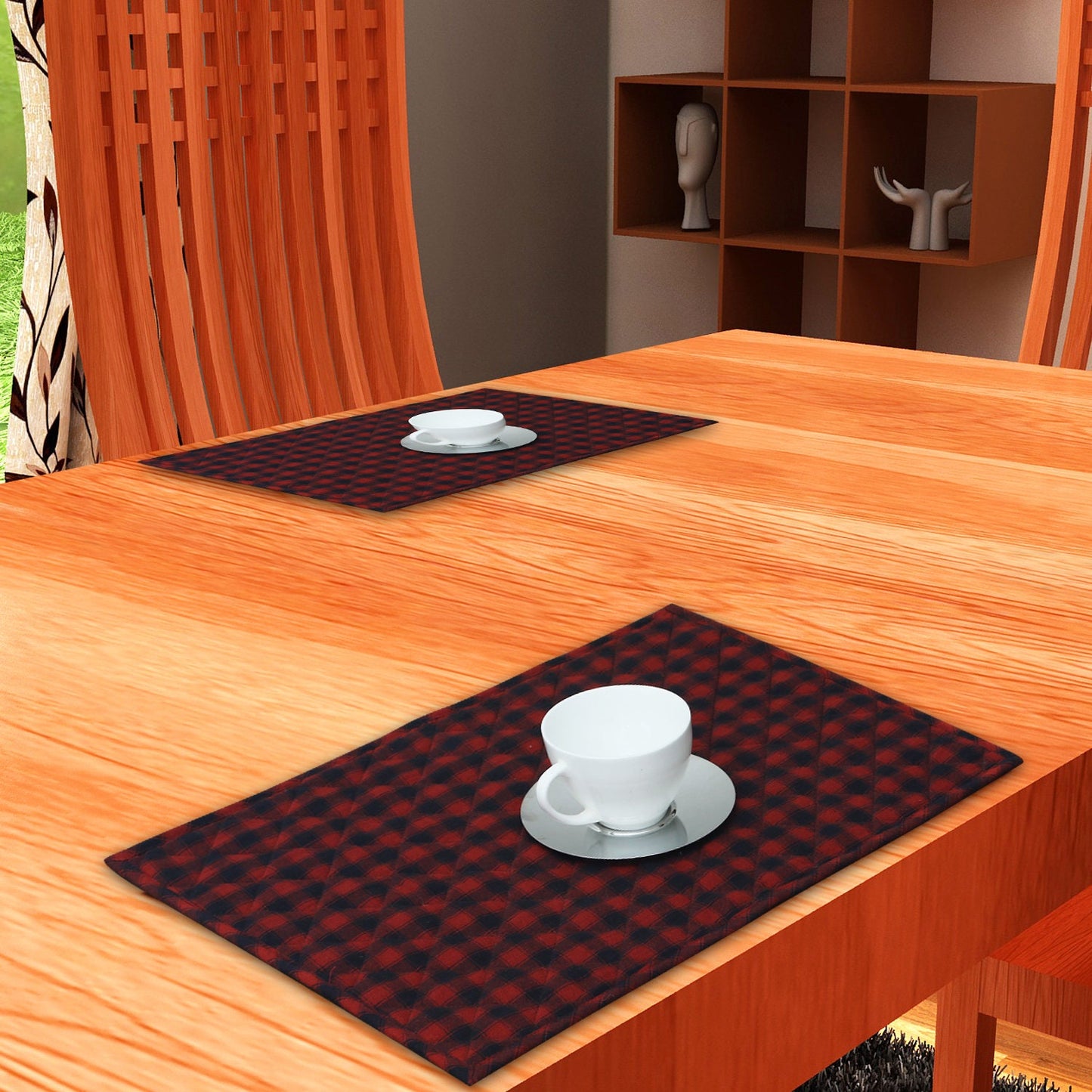 Quilted PLACEMAT Black/red buffalo Country Plaid Country Plaid 14"X19" by HOME HEART Brands/Tablemat