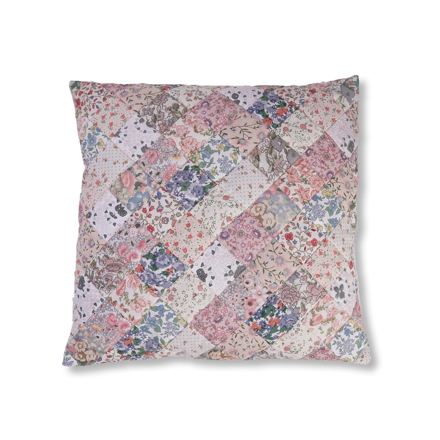 Quilted patchwork pillow cover, cushion cover, decorative throw pillow, pillow Calico Country Floral by HOME HEART Brands(made in India)