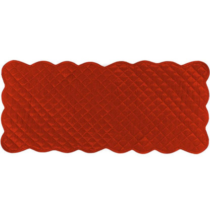 Dupioni silk Autumn leaf fall color quilted Table Runner & Toppers scallop border reversible by Home Heart Brands(made in INDIA)