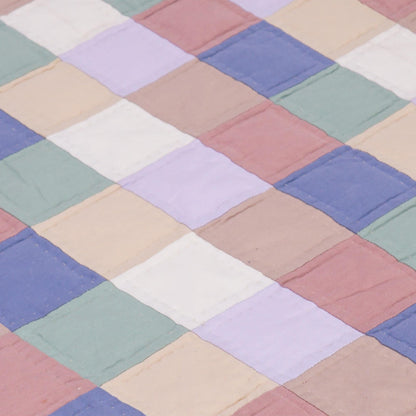 Small quilt hand quilted 20"x20" table topper,square block, patchwork CALICO square country rod pocket by HOME HEART Brands(Made in India)