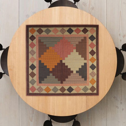 Hand Quilted Throw quilt, wall hanging ,Table Topper 45"x45" patchwork country Autumn Rocky mountain by Home Heart brands (Made in India)