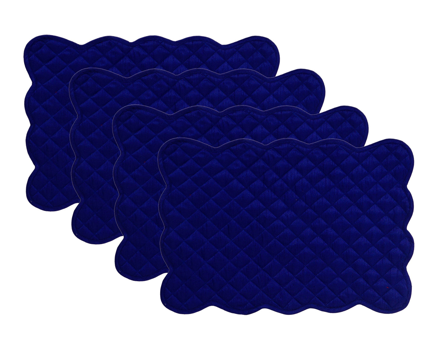 Dupioni Silk royal blue reversible Quilted Table runner, Trivet, placemat  & Table toppers quilt design by HOME HEART Brands