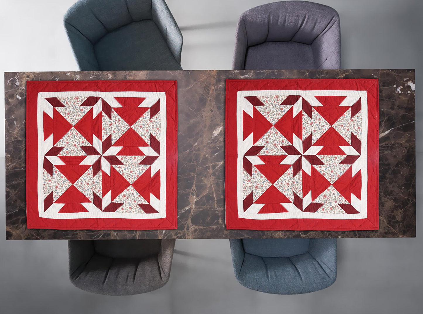 Quilted Table runners, small quilt, Wallhanging & Table Toppers Twinkle star patchwork with sew pocket by Home Heart brands (Made in India)