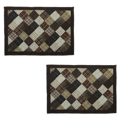 Quilted placemats/Table mat patchwork country Farm Mix plaid 14"X19"  by HOME HEART Brands(Made in India)