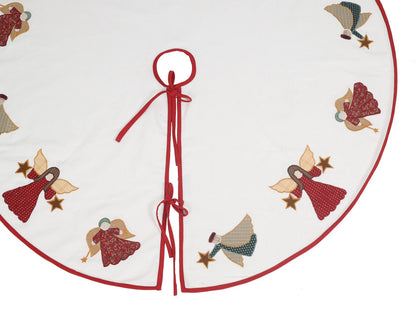 Christmas tree skirt Cotton Sturdy ivory Duck Fabric & multi colour Angel Applique style  by HOME HEART Brands