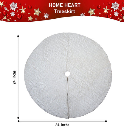 Christmas tree skirt classic micro ivory Velvet Quilted Thick Double Layer by HOME HEART Brands