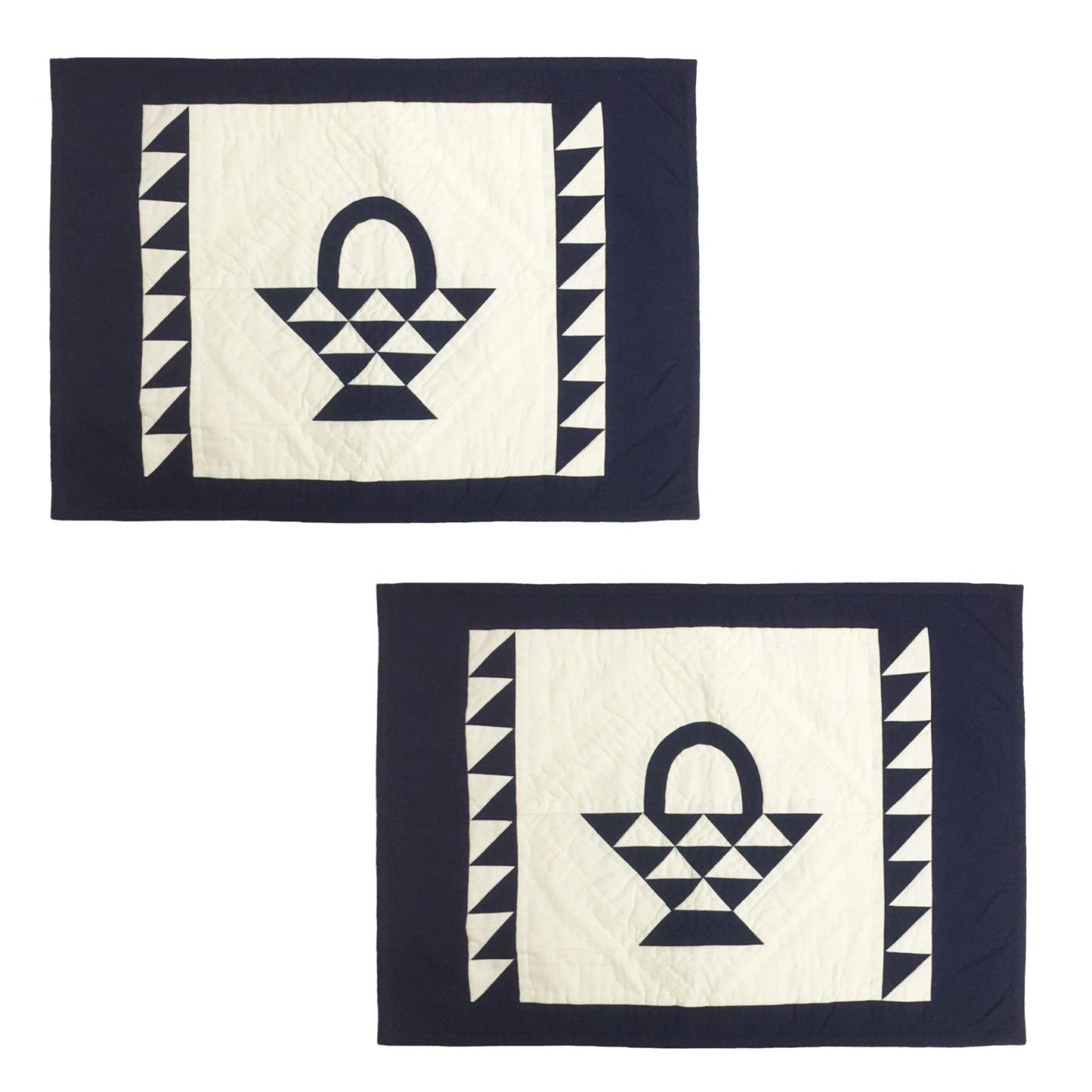 Hand made hand quilted crafted placemats, tablemats, table topper,  patchwork Calico Basket 14"X19" by HOME HEART Brands (Made in India)