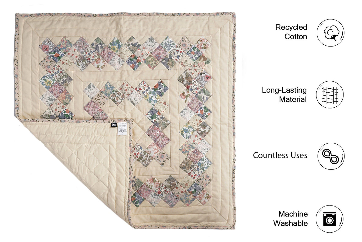 Quilted Table runners toppers, quilt, Wallhanging calico country floral patchwork with sew pocket by Home Heart brands (Made in India)