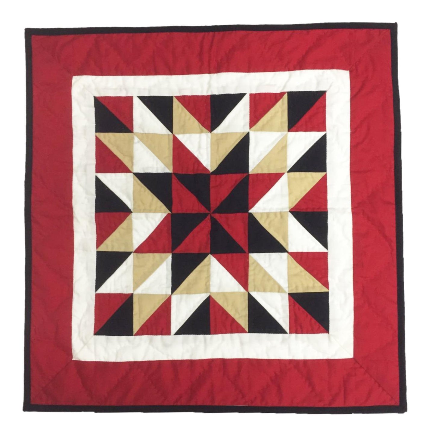 Hand made Hand quilted Wall hanging Quilt, small quilt, Table Topper 19"x19" Broken star calico fabric by Home Heart brands (Made in India)