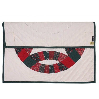 Hand Quilted table topper, square mat runner, patchwork , small quilt, Calico floral prints sew pocket by HOME HEART Brands(Made in India)