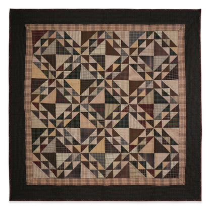 Hand made Hand quilted Throw Quilt, Wall hanging, 45"x45" country Flying geese multi plaid quilt by Home Heart brands (Made in India)