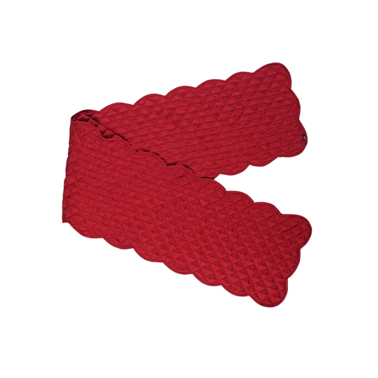 Dupioni silk quilted Table Runner & Toppers cardinal red scallop border reversible double layer by Home Heart Brands(made in INDIA)