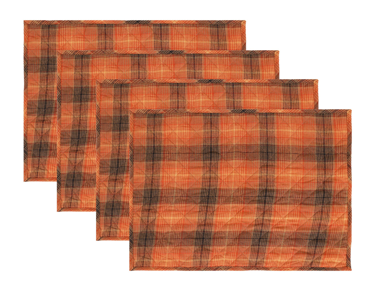Quilted PLACEMAT Autumn color Country Plaid 14"X19" by HOME HEART Brands/Table mat(5933)