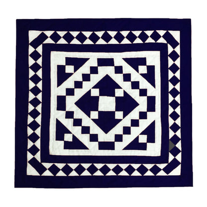 Wall hanging hand made hand quilted quilt, Throws, Table topper, Baby Quilt  Navy blue Diamond square cotton quality by HOME HEART Brands