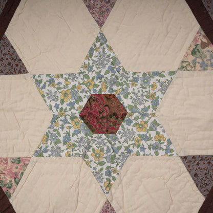 Hand made Hand quilted Throw Quilt, Table Topper 20"x20" hexagon star quilt by Home Heart brands (Made in India)