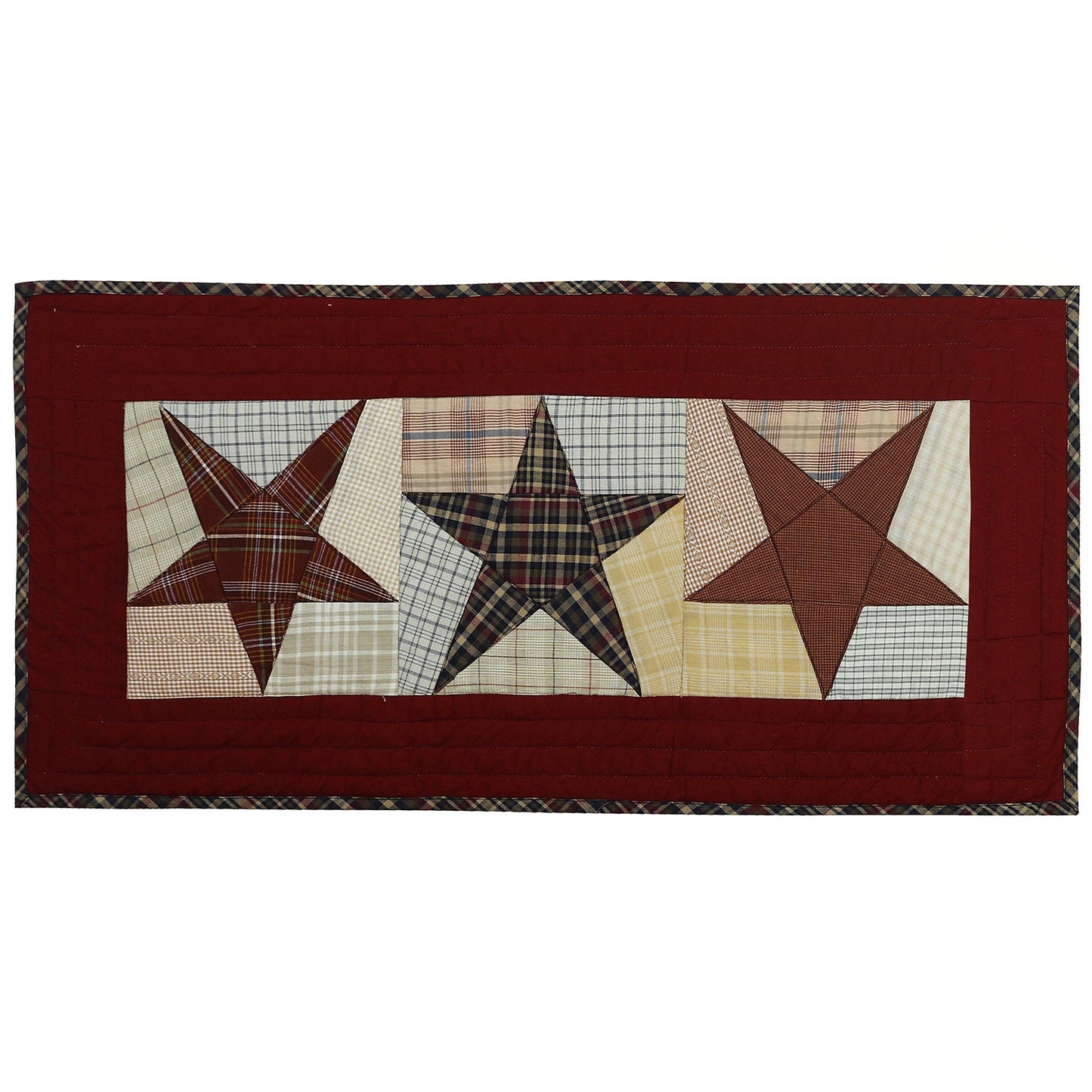 Quilted Table Runner & Toppers patchwork colonial country star primitive plaid by HOME HEART Brands( made in INDIA)