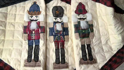 Christmas tree skirt NUTCRACKER Plaid Quilted 46" round patchwork embroidered Cotton Thick Double Layer by HOME HEART Brands(Made in India)