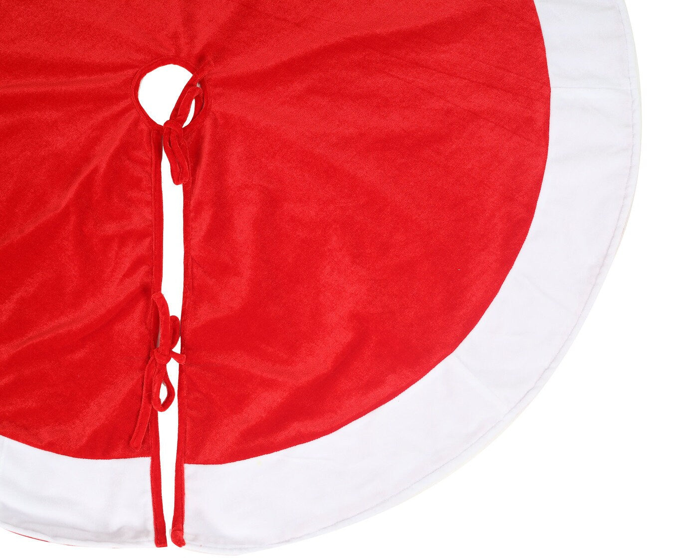 Christmas tree skirt Santa Claus dressed red white micro velvet Thick Double Layer by HOME HEART Brands ( Made in India)