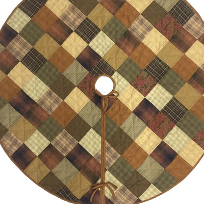 Christmas tree skirt Hand made hand quilted Autumn mix plaid & print patchwork Country primitive Thick décor tree skirt by HOME HEART Brands