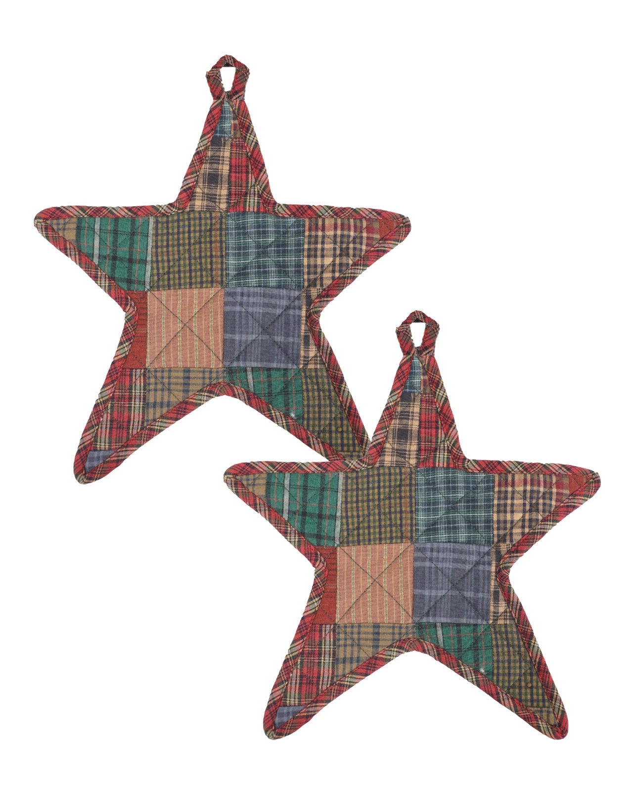 Quilted Trivet/Pot Holder/Table topper/  Lincoln mix plaid print American star 10"x10" Patchwork by HOME HEART Brands ( Made in India)