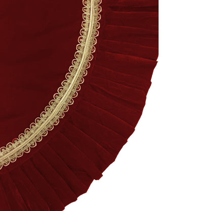 Tree Skirt with ruffle Handcrafted burgundy wine Velvet, Gold Trim & gold border Double Layer Heirloom by HOME HEART Brands(Made in India)