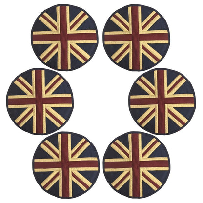 Dupioni Silk Union Jack Britain tea dyed vintage flag round quilted Table runner, Trivet, placemat  by HOME HEART Brands (Made in India)