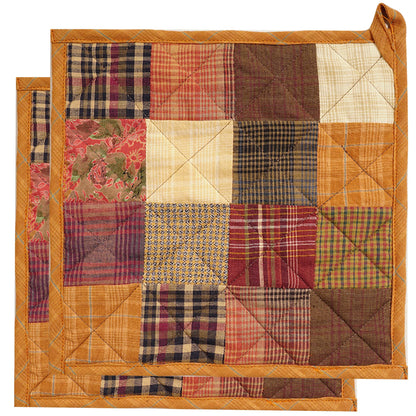 Quilted Pot Holder/Table topper/hot pads patchwork for kitchen fall mix 9"x9" by HOME HEART Brands( Made in India)