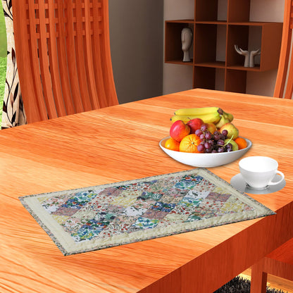 quilted placemats tablemats patchwork Calico Country Floral 14"X19" by HOME HEART Brands (Made in India)