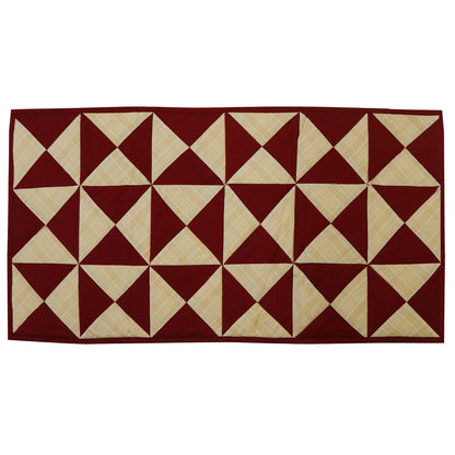 Quilted Table Runner & Toppers patchwork country Kaleidoscope Burgundy Khaki by HOME HEART Brands(Made in India)