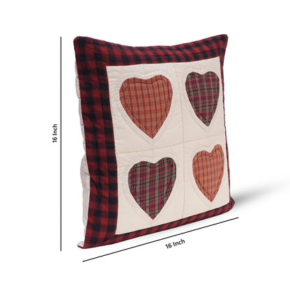 Quilted Heart Valentines pillow patchwork pillow cover,decorative throw pillow,multi calico plaid fabric by HOME HEART Brands(made in India)