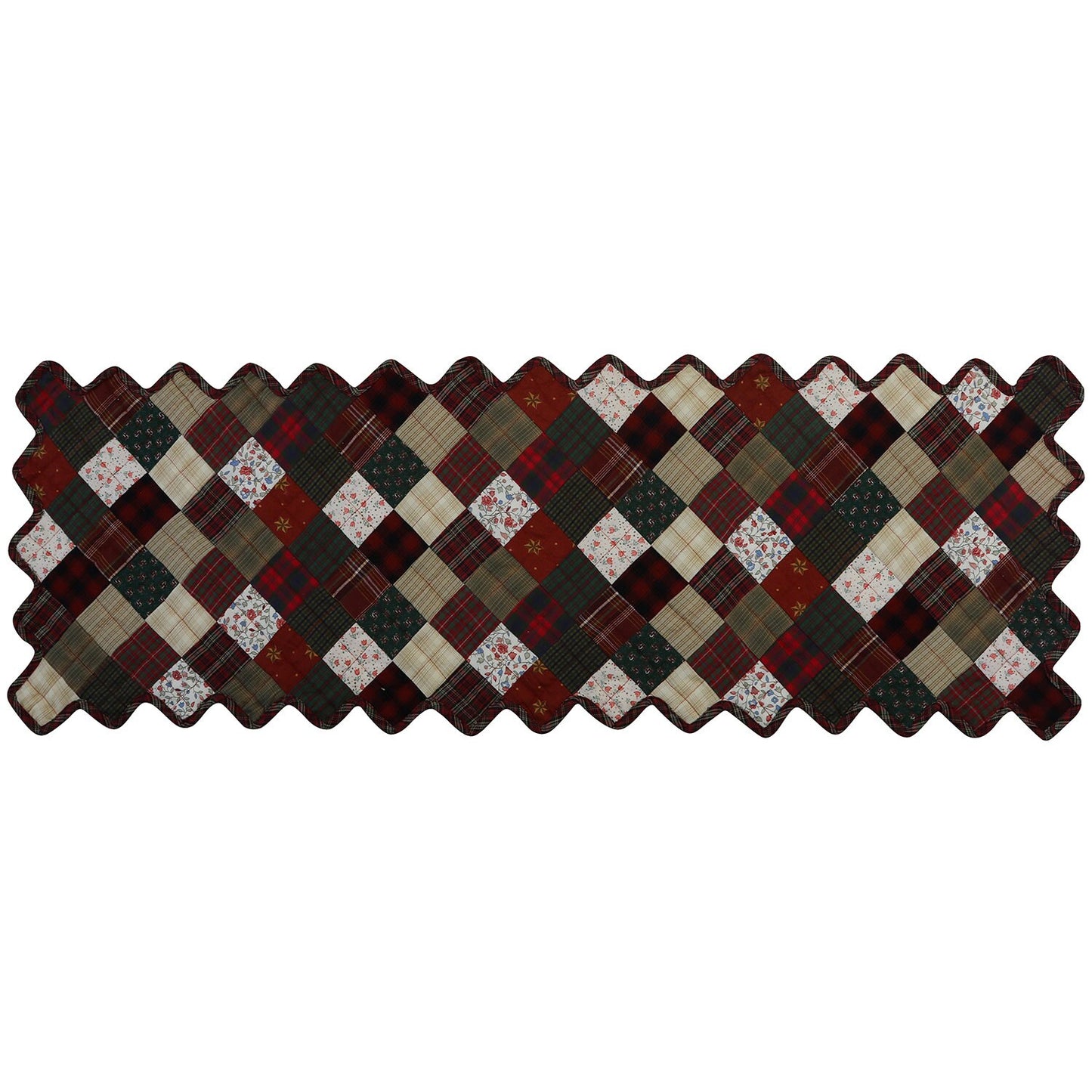 Quilted Table Runner & Toppers patchwork Mix plaid, print Country  by HOME HEART Brands (Made in India)